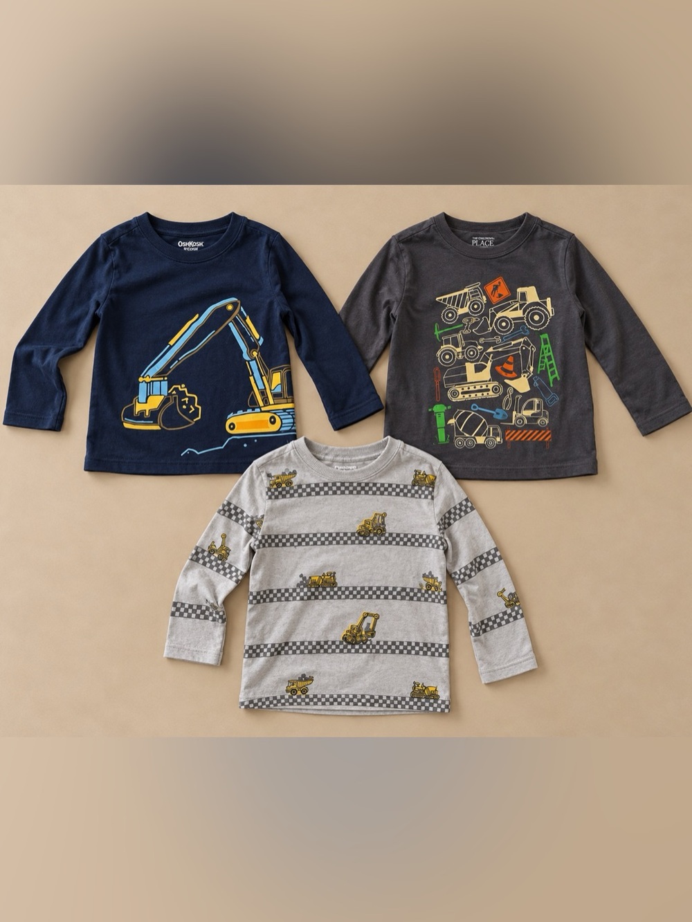 Boys 4T Construction Truck Long Sleeve Graphic Shirt Bundle 3 Pc